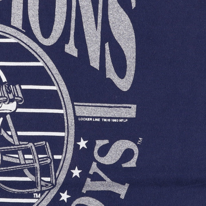 90'S Fruit of the Loom NFL Dallas Cowboys sports print t-shirt, made in USA, men's size XL (approx.) cotton navy blue type Vintage Second Hand