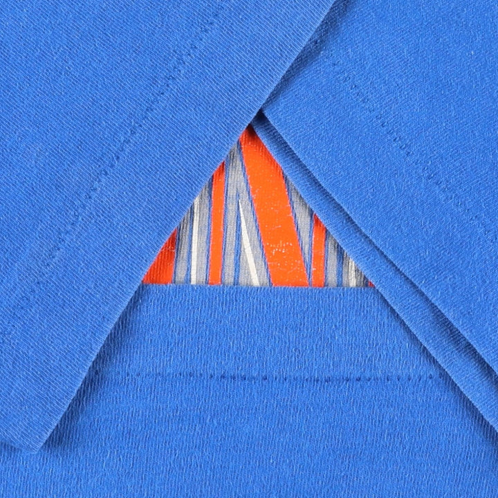 90'S Logo 7 NFL Denver Broncos Logo Print T-Shirt, Made in USA, Men's Size L (approx.), Vintage cotton blue type Vintage Second Hand