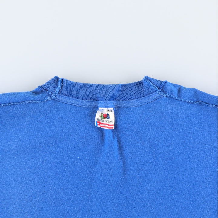 90'S Logo 7 NFL Denver Broncos Logo Print T-Shirt, Made in USA, Men's Size L (approx.), Vintage cotton blue type Vintage Second Hand