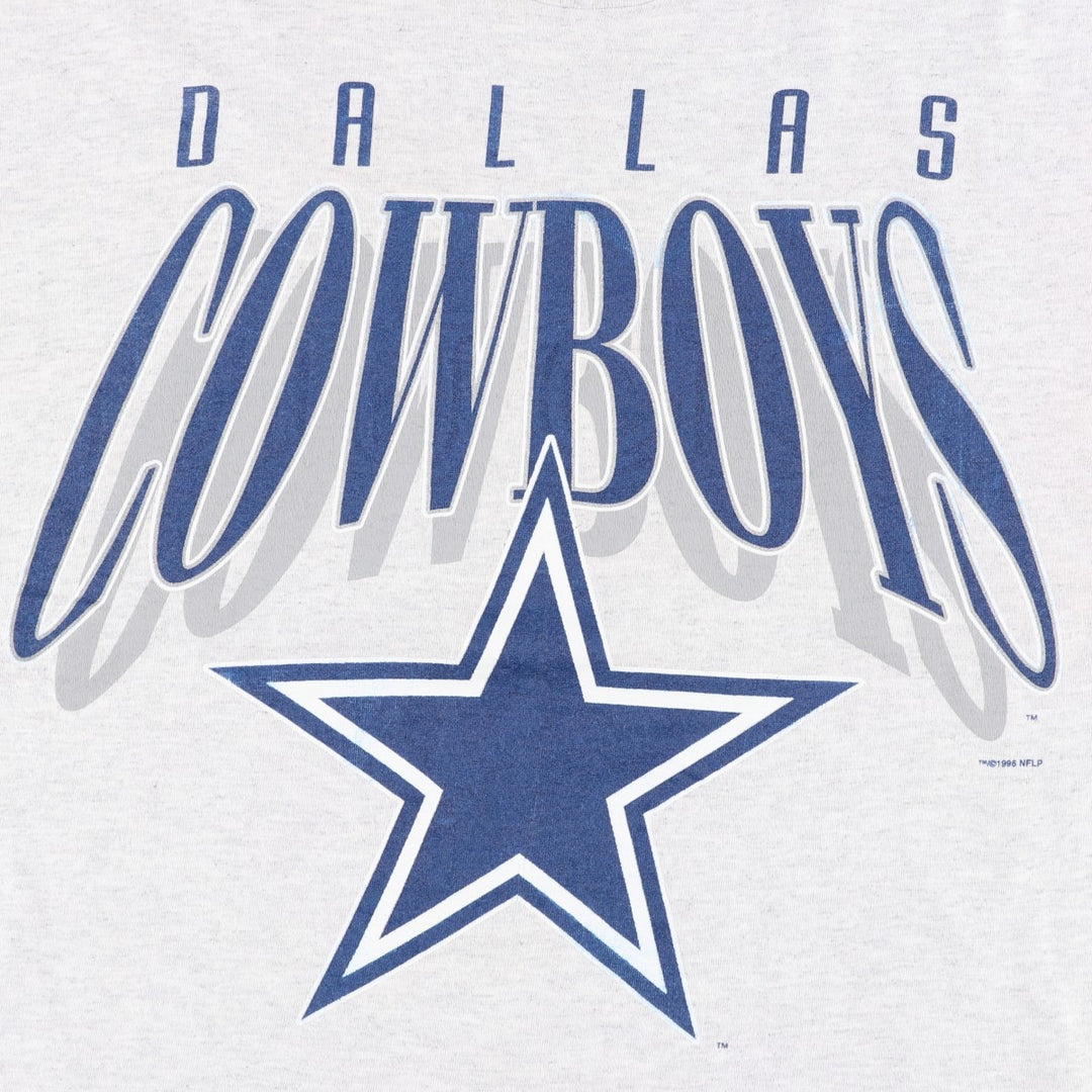 90'S Hanes Heavyweight NFL Dallas Cowboys Logo Print T-Shirt, Made in USA, Men's XL (approx.) cotton gray type Vintage Second Hand