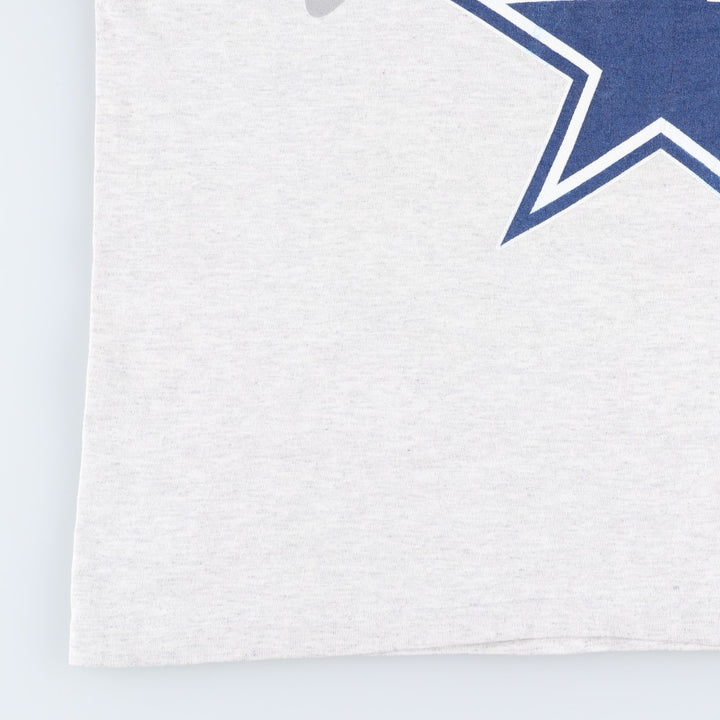 90'S Hanes Heavyweight NFL Dallas Cowboys Logo Print T-Shirt, Made in USA, Men's XL (approx.) cotton gray type Vintage Second Hand