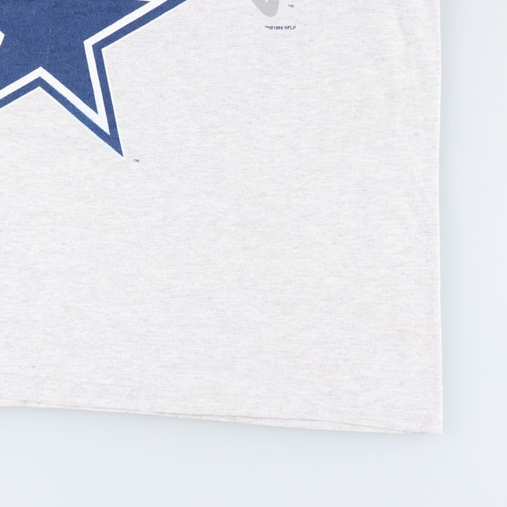 90'S Hanes Heavyweight NFL Dallas Cowboys Logo Print T-Shirt, Made in USA, Men's XL (approx.) cotton gray type Vintage Second Hand
