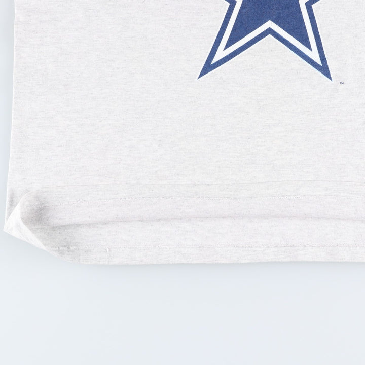 90'S Hanes Heavyweight NFL Dallas Cowboys Logo Print T-Shirt, Made in USA, Men's XL (approx.) cotton gray type Vintage Second Hand