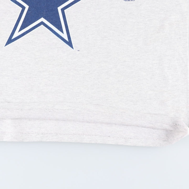 90'S Hanes Heavyweight NFL Dallas Cowboys Logo Print T-Shirt, Made in USA, Men's XL (approx.) cotton gray type Vintage Second Hand