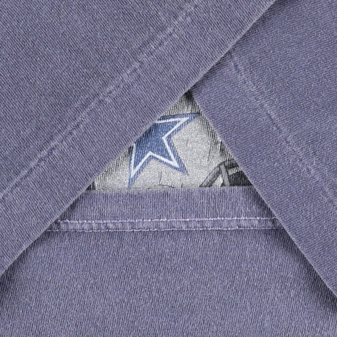 90'S TRUE-FAN NFL DALLAS COWBOYS (Dallas Cowboys) American flag pattern sports print T-shirt, Made in USA, Men's size L (approx.) cotton navy blue type Vintage Second Hand