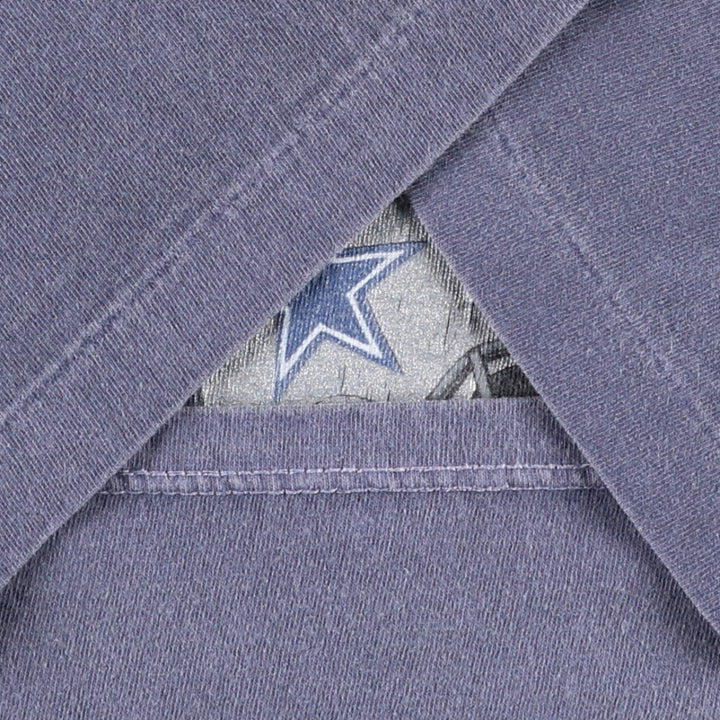 90'S TRUE-FAN NFL DALLAS COWBOYS (Dallas Cowboys) American flag pattern sports print T-shirt, Made in USA, Men's size L (approx.) cotton navy blue type Vintage Second Hand