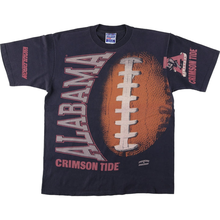 90'S WAULDRON SPORTS Large Print College T-Shirt, Men's XL (approx.), Vintage cotton black type Vintage Second Hand