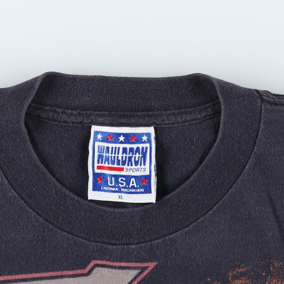 90'S WAULDRON SPORTS Large Print College T-Shirt, Men's XL (approx.), Vintage cotton black type Vintage Second Hand
