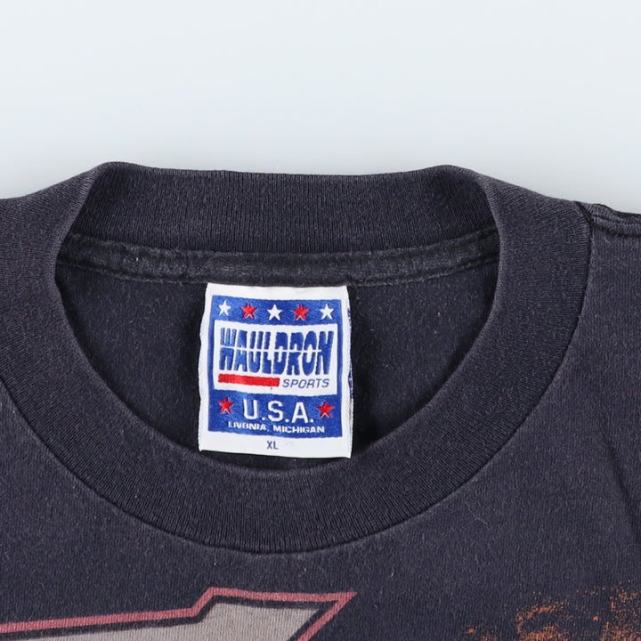 90'S WAULDRON SPORTS Large Print College T-Shirt, Men's XL (approx.), Vintage cotton black type Vintage Second Hand