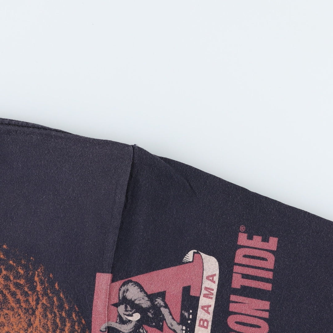 90'S WAULDRON SPORTS Large Print College T-Shirt, Men's XL (approx.), Vintage cotton black type Vintage Second Hand
