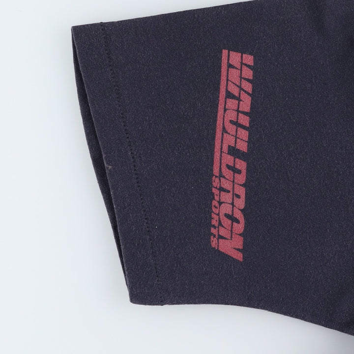 90'S WAULDRON SPORTS Large Print College T-Shirt, Men's XL (approx.), Vintage cotton black type Vintage Second Hand