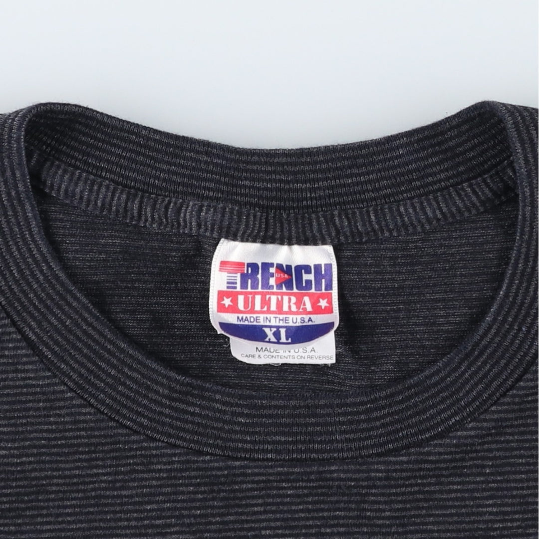90'S TRENCH NFL San Diego Chargers Striped Pattern Logo Print T-Shirt, Made in USA, Men's XL equivalent, Vintage cotton Charcoal Vintage Second Hand