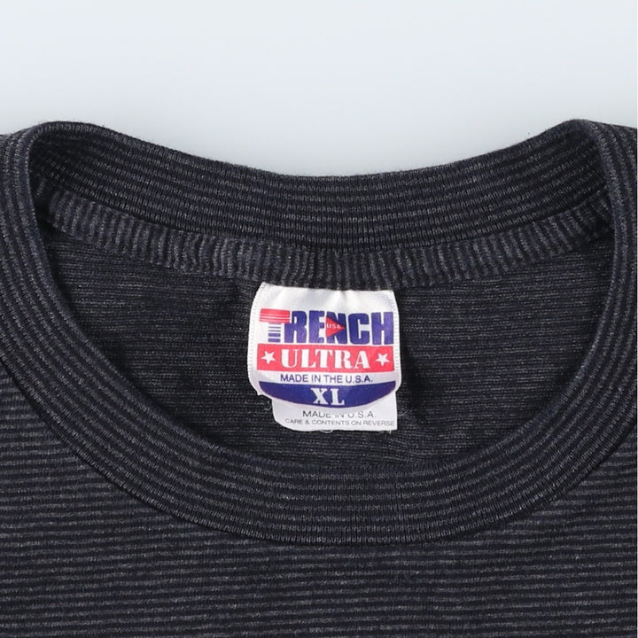 90'S TRENCH NFL San Diego Chargers Striped Pattern Logo Print T-Shirt, Made in USA, Men's XL equivalent, Vintage cotton Charcoal Vintage Second Hand