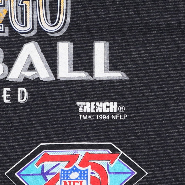90'S TRENCH NFL San Diego Chargers Striped Pattern Logo Print T-Shirt, Made in USA, Men's XL equivalent, Vintage cotton Charcoal Vintage Second Hand