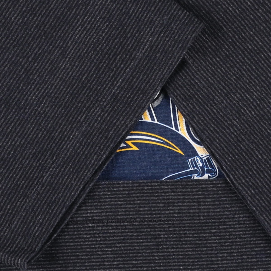 90'S TRENCH NFL San Diego Chargers Striped Pattern Logo Print T-Shirt, Made in USA, Men's XL equivalent, Vintage cotton Charcoal Vintage Second Hand
