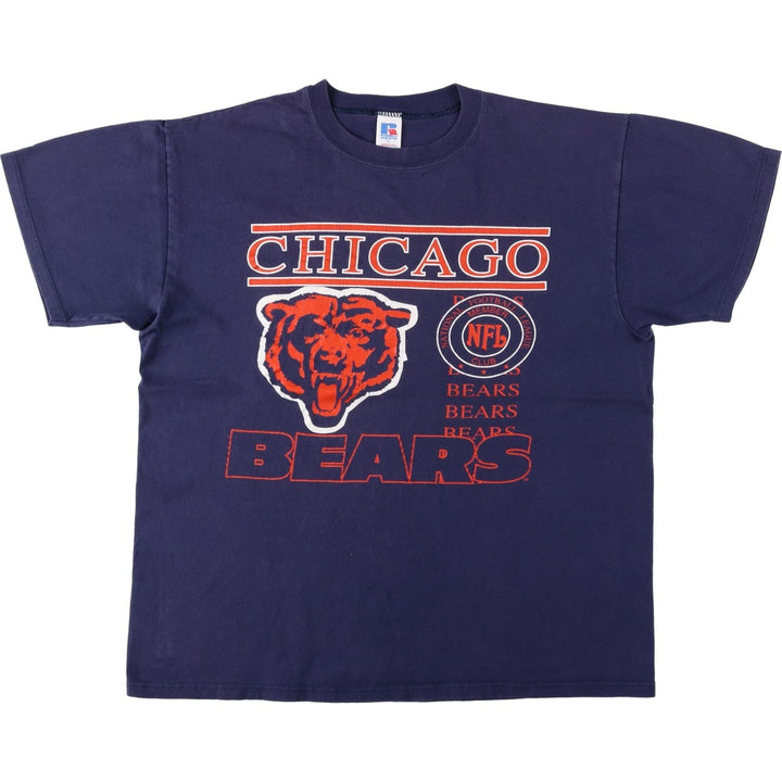 90'S Russell NFL Chicago Bears sports print T-shirt, Made in USA, Men's XL equivalent, Vintage cotton navy blue type Vintage Second Hand