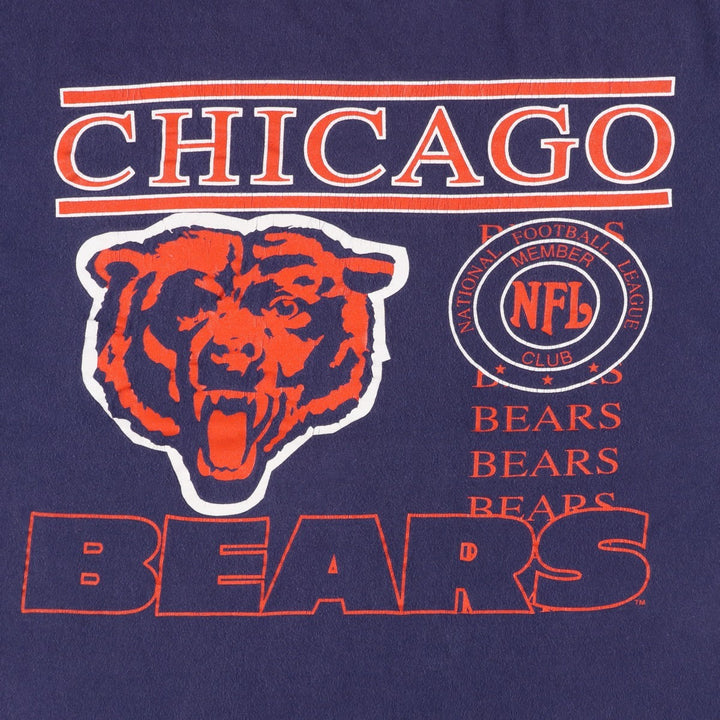 90'S Russell NFL Chicago Bears sports print T-shirt, Made in USA, Men's XL equivalent, Vintage cotton navy blue type Vintage Second Hand