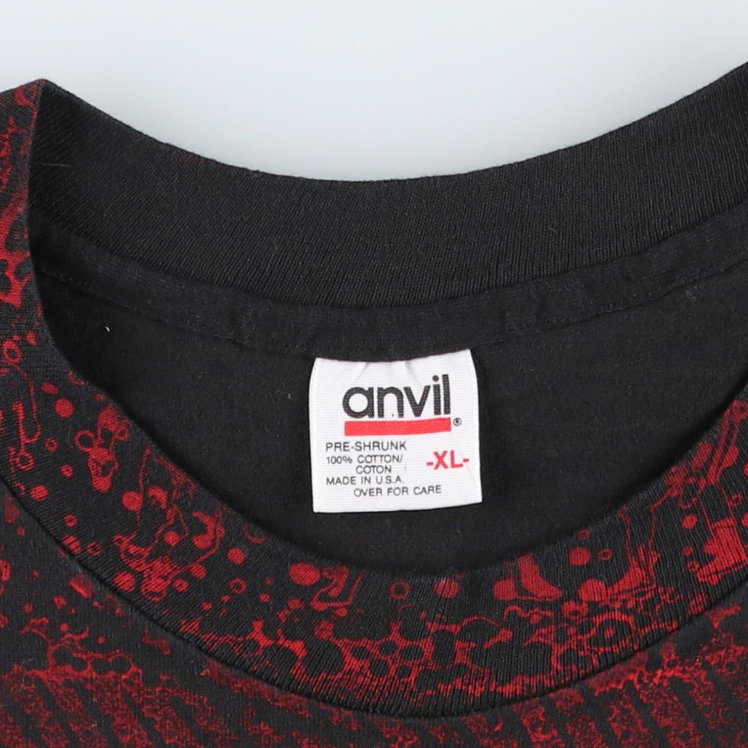 90'S Anvil NFL San Francisco 49ers All-Over Print Sports Print T-Shirt, Made in USA cotton black type Vintage Second Hand