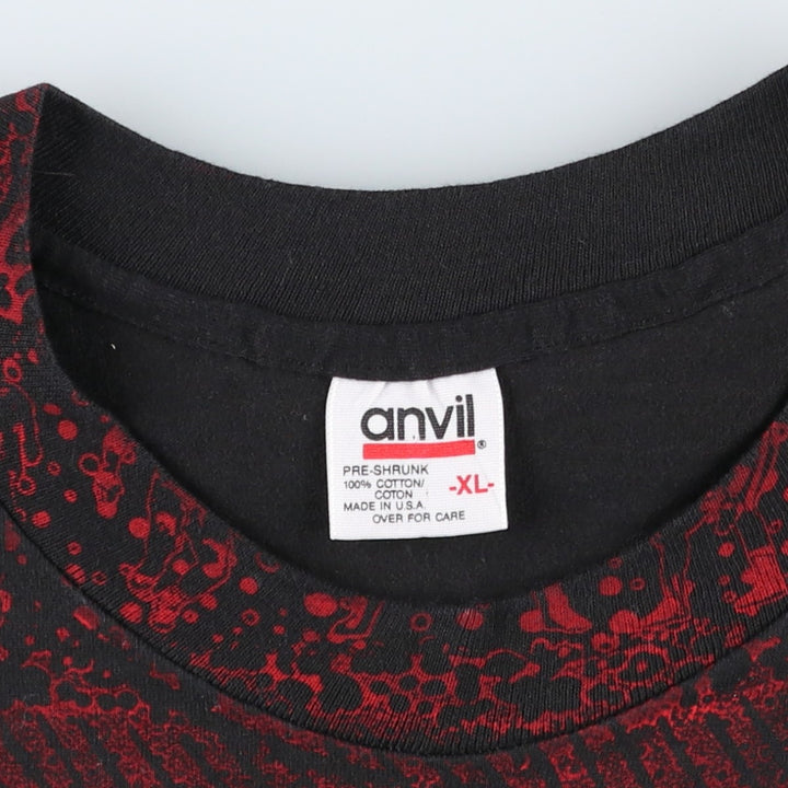 90'S Anvil NFL San Francisco 49ers All-Over Print Sports Print T-Shirt, Made in USA cotton black type Vintage Second Hand