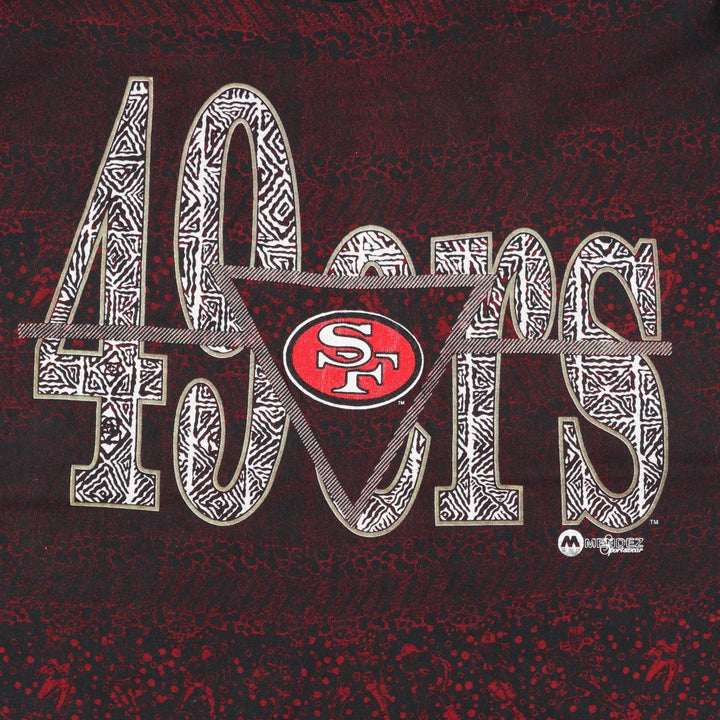 90'S Anvil NFL San Francisco 49ers All-Over Print Sports Print T-Shirt, Made in USA cotton black type Vintage Second Hand