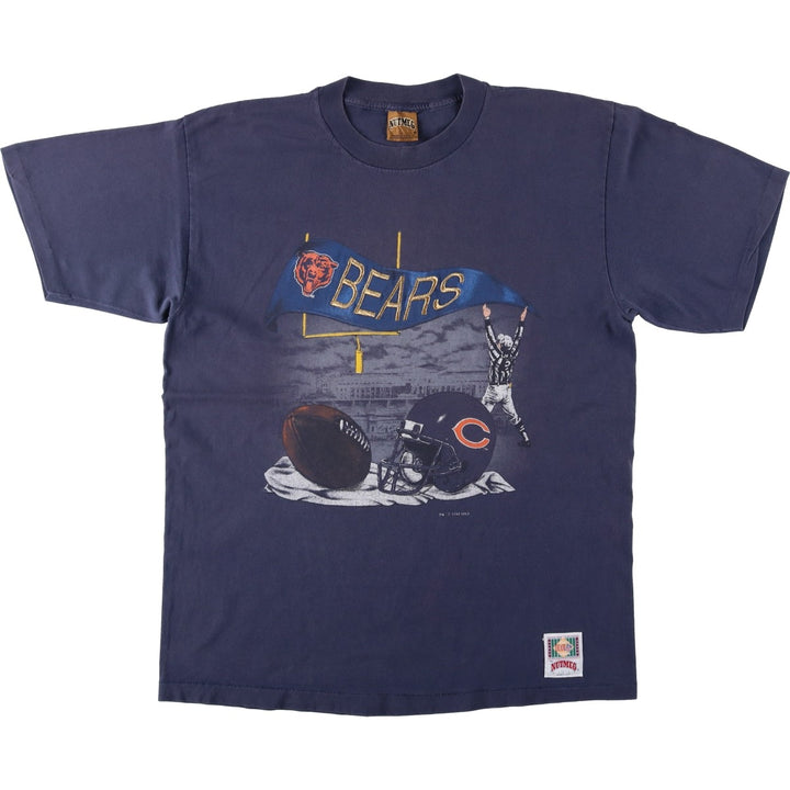 90'S NUTMEG NFL CHICAGO BEARS Sports Print T-Shirt, Made in USA, Men's XL equivalent, Vintage cotton navy blue type Vintage Second Hand