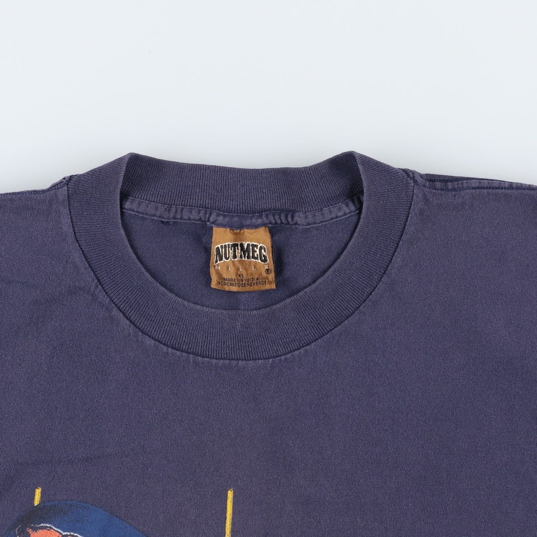 90'S NUTMEG NFL CHICAGO BEARS Sports Print T-Shirt, Made in USA, Men's XL equivalent, Vintage cotton navy blue type Vintage Second Hand