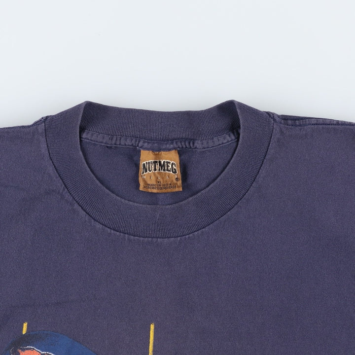90'S NUTMEG NFL CHICAGO BEARS Sports Print T-Shirt, Made in USA, Men's XL equivalent, Vintage cotton navy blue type Vintage Second Hand