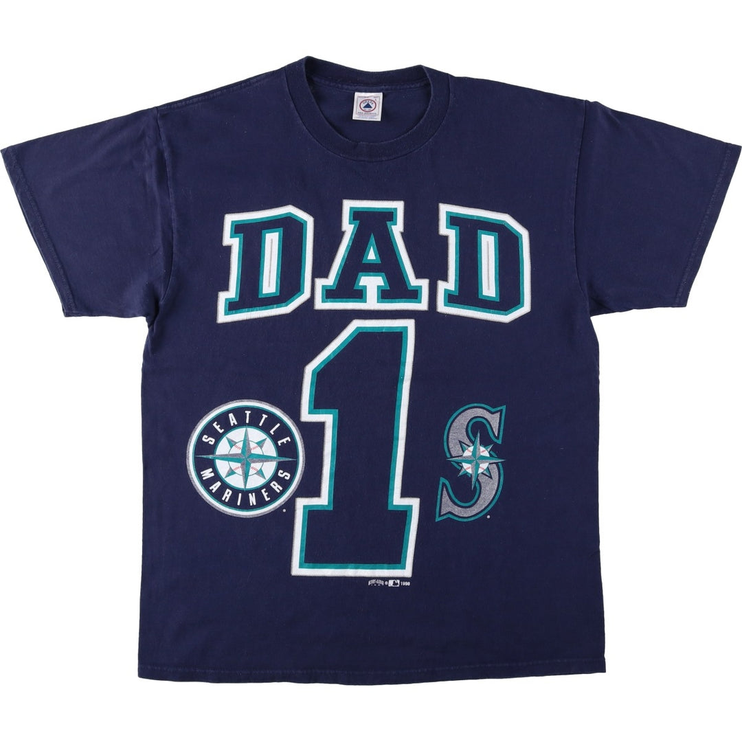 90'S Delta MLB Seattle Mariners Sports Print T-Shirt, Men's Size L (approx.), Vintage cotton navy blue type Vintage Second Hand