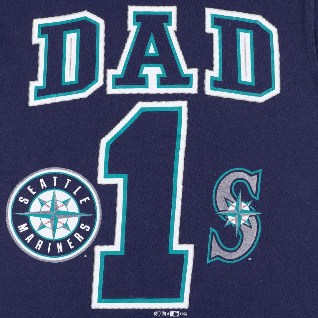 90'S Delta MLB Seattle Mariners Sports Print T-Shirt, Men's Size L (approx.), Vintage cotton navy blue type Vintage Second Hand