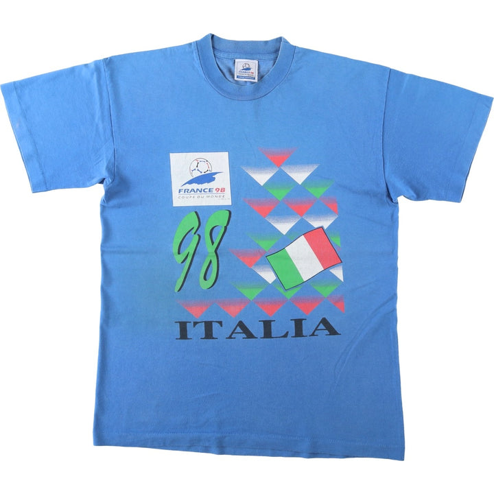 Vintage 1990'S FIFA World Cup 1998 Italy National Team Sports Print T-Shirt, Men's Size M (approx.) cotton blue type Vintage Second Hand
