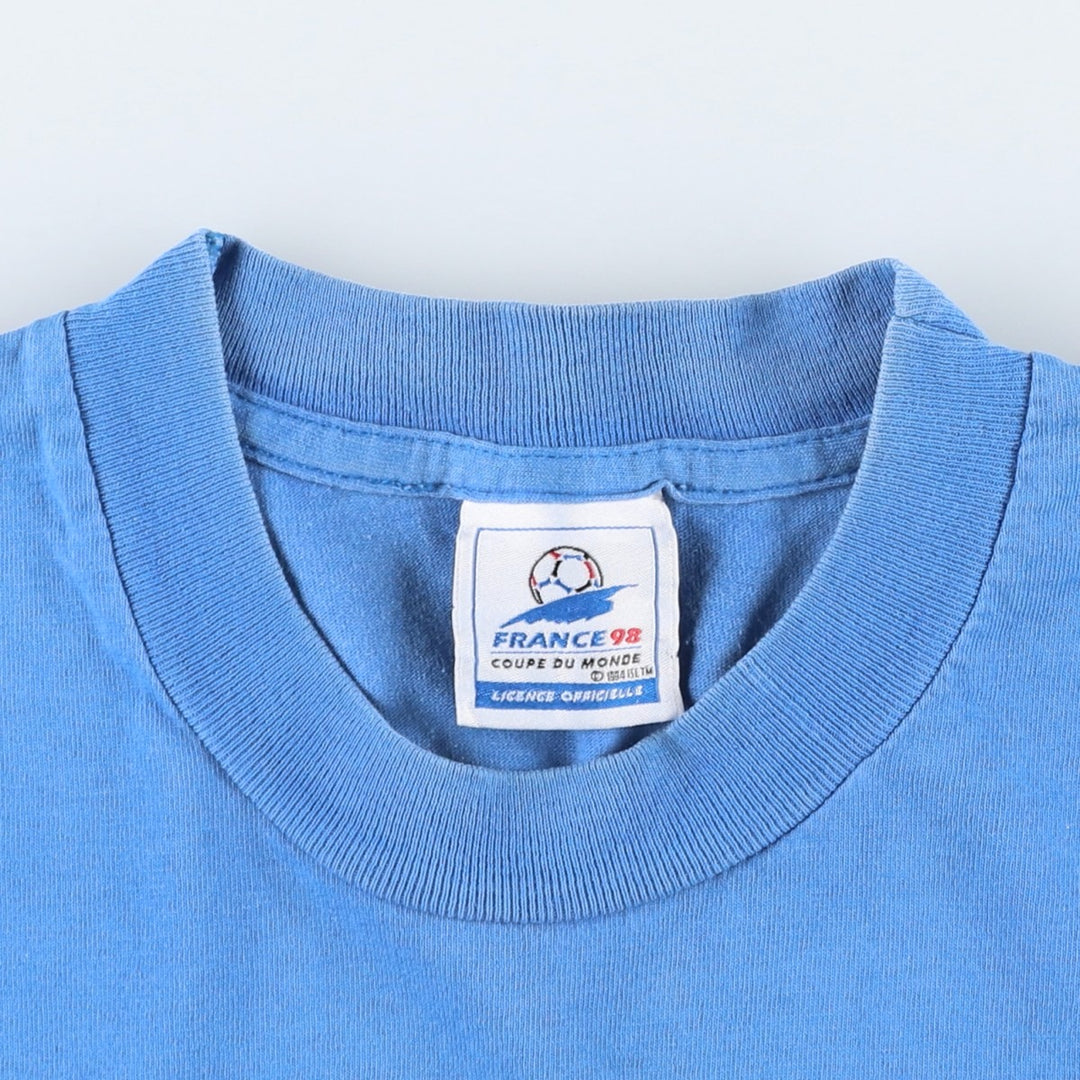 Vintage 1990'S FIFA World Cup 1998 Italy National Team Sports Print T-Shirt, Men's Size M (approx.) cotton blue type Vintage Second Hand