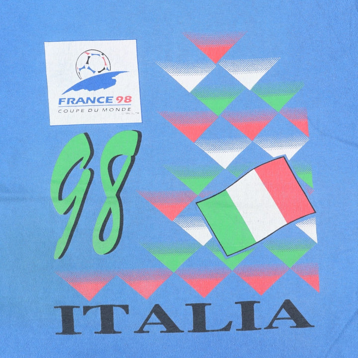 Vintage 1990'S FIFA World Cup 1998 Italy National Team Sports Print T-Shirt, Men's Size M (approx.) cotton blue type Vintage Second Hand