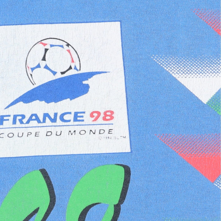 Vintage 1990'S FIFA World Cup 1998 Italy National Team Sports Print T-Shirt, Men's Size M (approx.) cotton blue type Vintage Second Hand