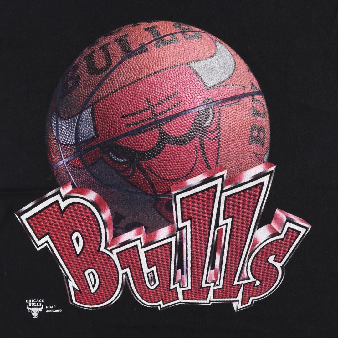 90'S ARTEX NBA CHICAGOBULLS Sports Print T-Shirt, Made in USA, Men's XL equivalent, Vintage cotton black type Vintage Second Hand