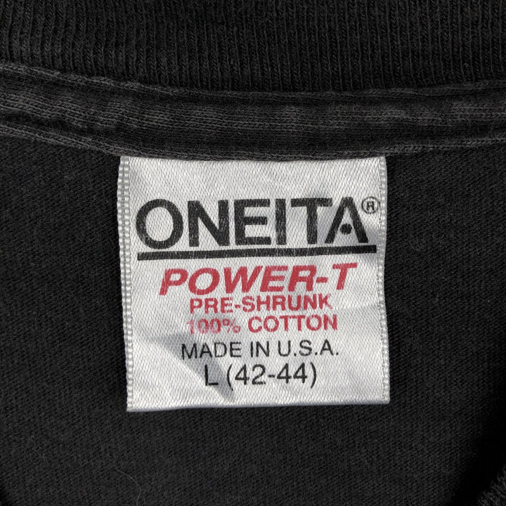 90'S ONEITA Wolf Pattern Animal T-shirt Made in USA Men's L Size Vintage cotton black type Vintage Second Hand