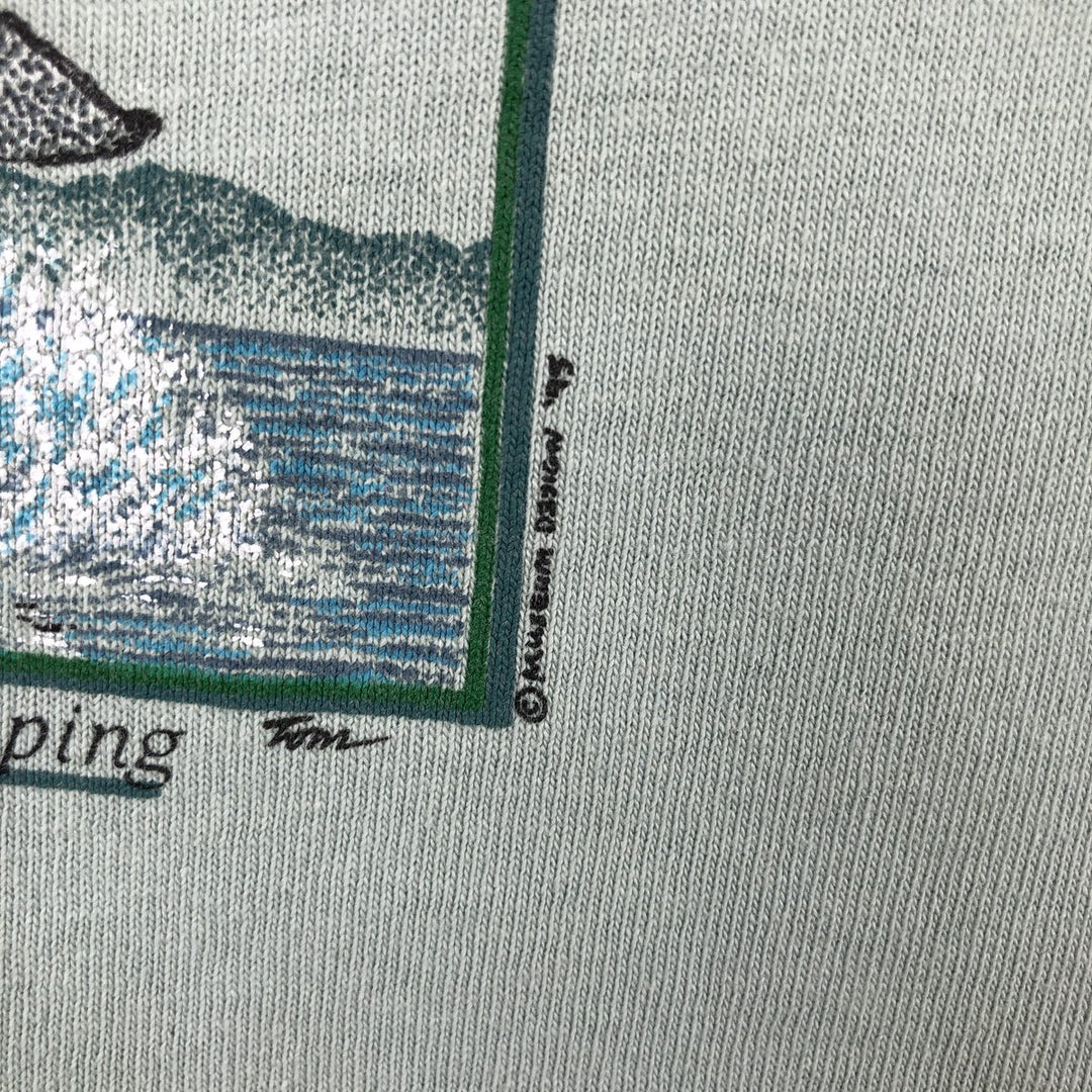 90'S Anvil Orca Pattern Animal T-Shirt, Made in USA, Men's Size L (Equivalent), Vintage cotton Mint green Vintage Second Hand