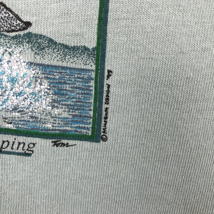 90'S Anvil Orca Pattern Animal T-Shirt, Made in USA, Men's Size L (Equivalent), Vintage cotton Mint green Vintage Second Hand