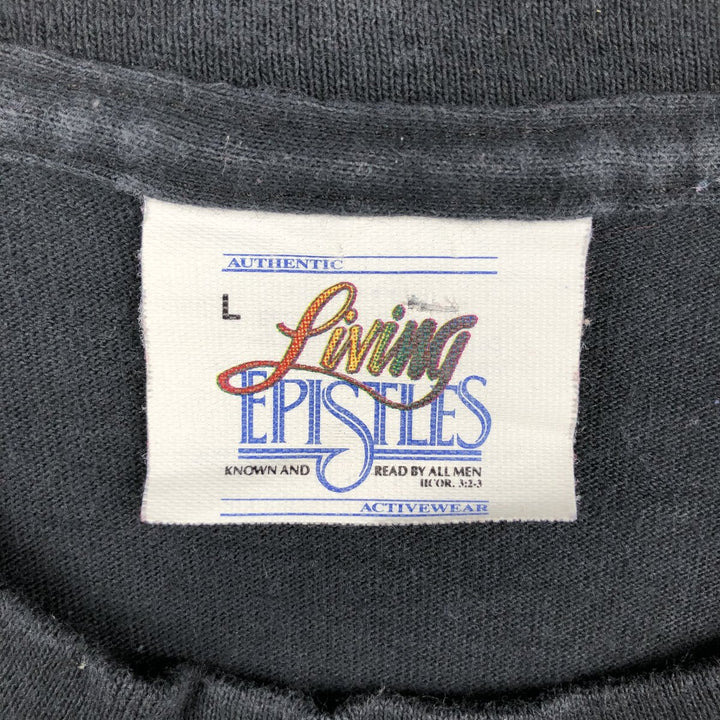 90'S Living EPISTLES Eagle Pattern Animal T-Shirt, Made in USA, Men's Size L (Equivalent), Vintage cotton black type Vintage Second Hand