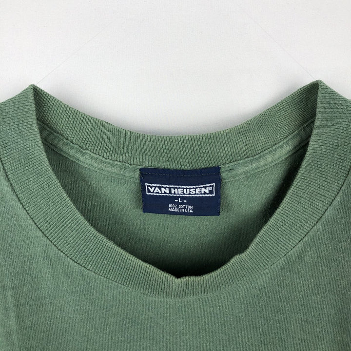 90'S Van Heusen Camo Pattern Animal T-Shirt, Made in USA, Men's Size L (Equivalent), Vintage cotton green type Vintage Second Hand