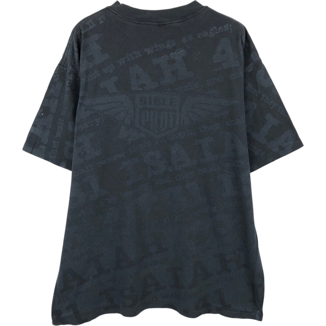 90'S All Sport Eagle Pattern All-Over Print Animal T-Shirt, Made in USA, Men's XL (approx.) Vintage cotton black type Vintage Second Hand