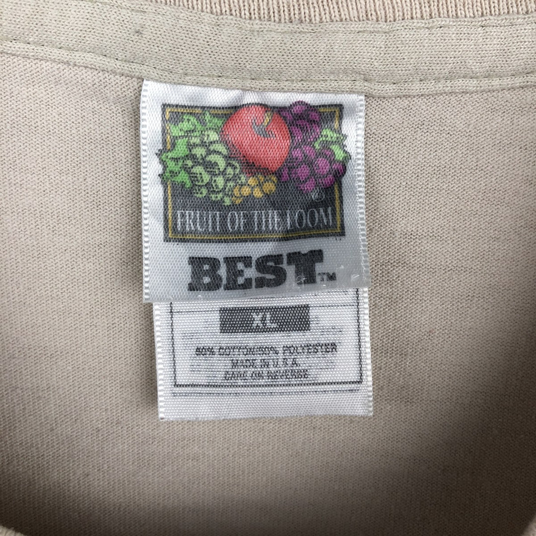 90'S Fruit of the Loom Frog Pattern Animal T-Shirt, Made in USA, Men's XL equivalent, Vintage cotton Beige type Vintage Second Hand