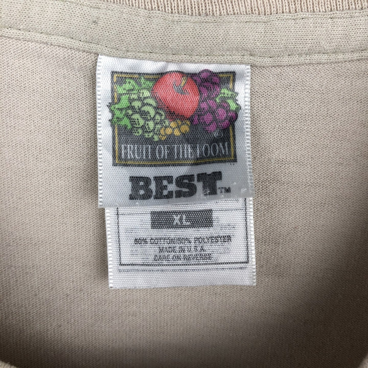 90'S Fruit of the Loom Frog Pattern Animal T-Shirt, Made in USA, Men's XL equivalent, Vintage cotton Beige type Vintage Second Hand