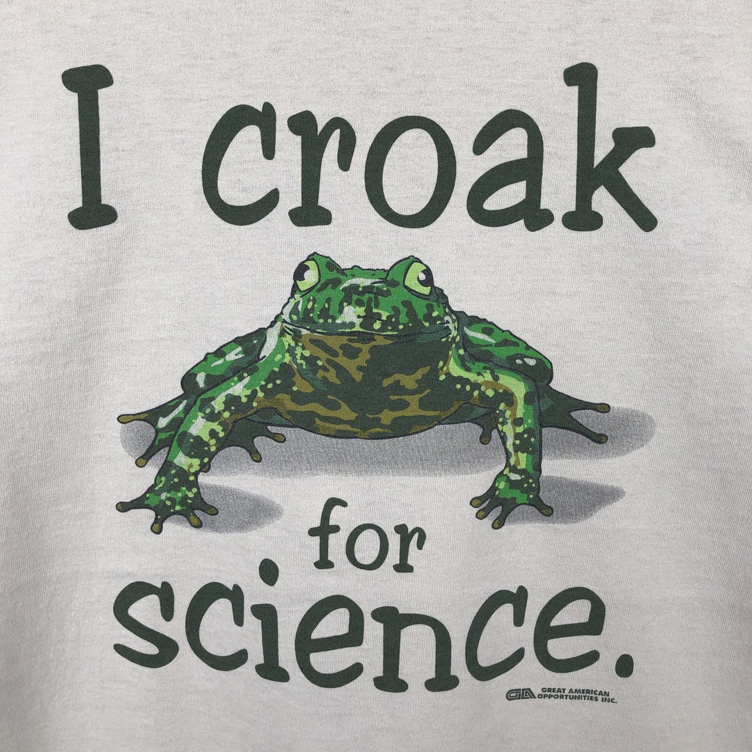 90'S Fruit of the Loom Frog Pattern Animal T-Shirt, Made in USA, Men's XL equivalent, Vintage cotton Beige type Vintage Second Hand