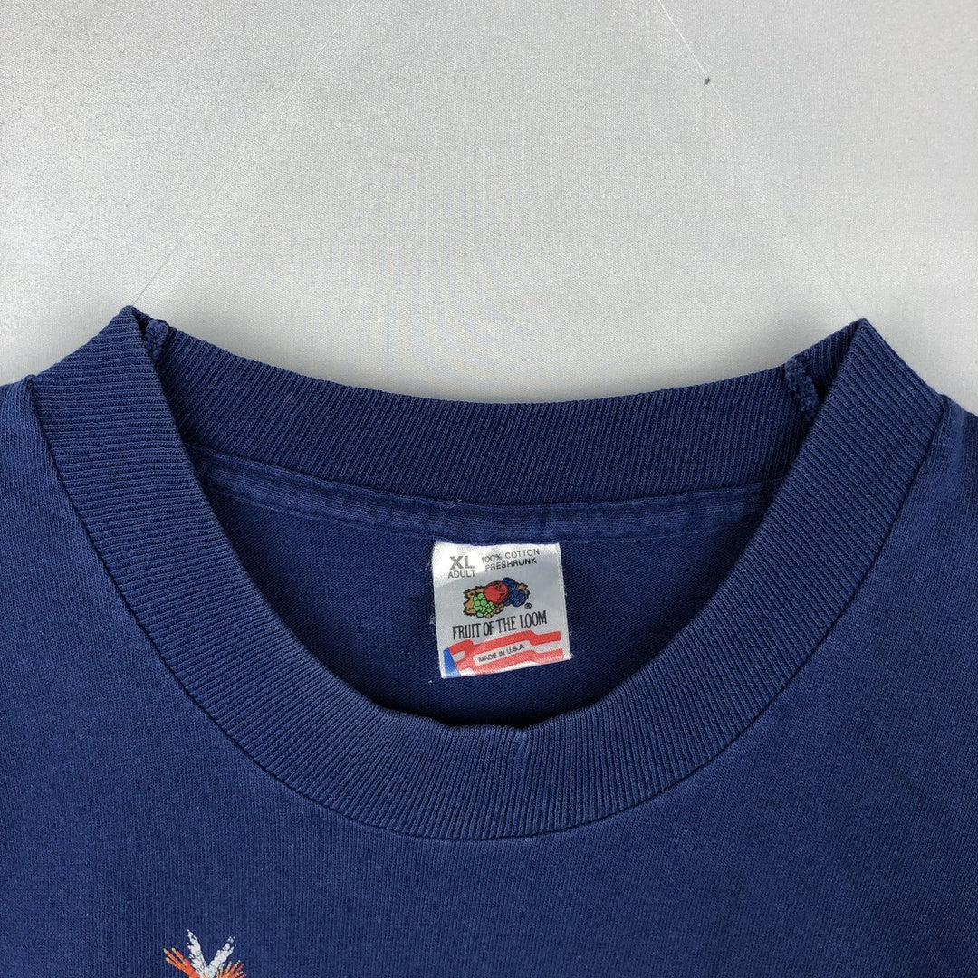 90'S Fruit of the Loom Fish Print Animal T-Shirt, Made in USA, Men's XL (approx.) Vintage cotton Navy blue Vintage Second Hand