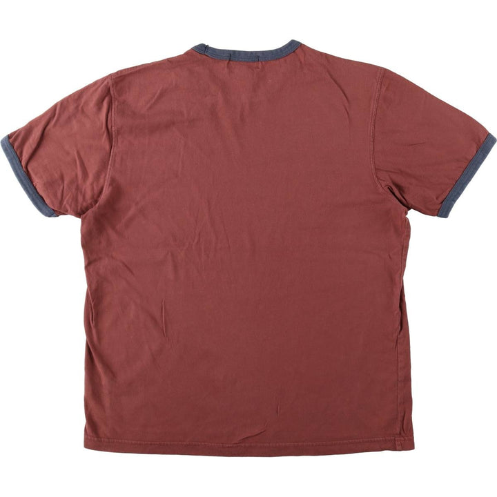 Eddie Bauer Ringer T-shirt, Men's Size M cotton red type reddish brown Vintage Second Hand