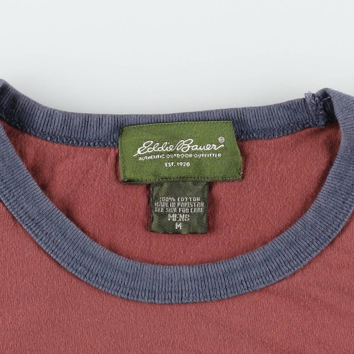 Eddie Bauer Ringer T-shirt, Men's Size M cotton red type reddish brown Vintage Second Hand