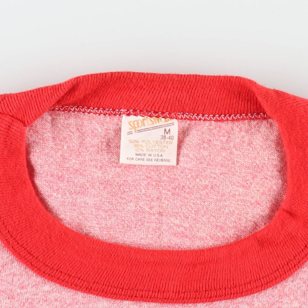 80'S Sportswear Ringer T-Shirt, Made in USA, Men's Size M (approx.), Vintage polyester red type Vintage Second Hand