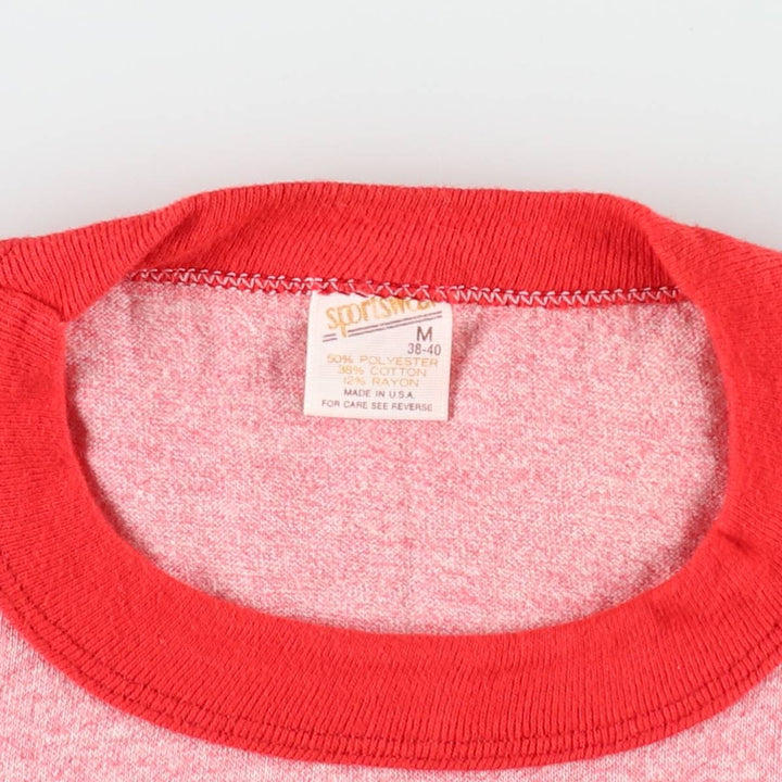 80'S Sportswear Ringer T-Shirt, Made in USA, Men's Size M (approx.), Vintage polyester red type Vintage Second Hand