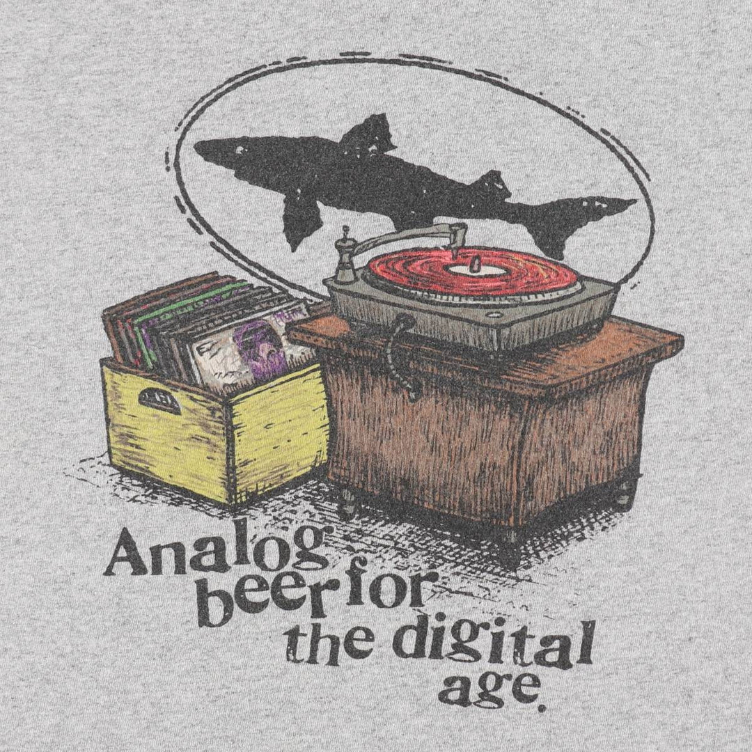 PORT and COMPANY DOGFISH HEAD BREWERY Fish Print Advertising Ringer T-Shirt (Men's XL equivalent) cotton gray type Vintage Second Hand