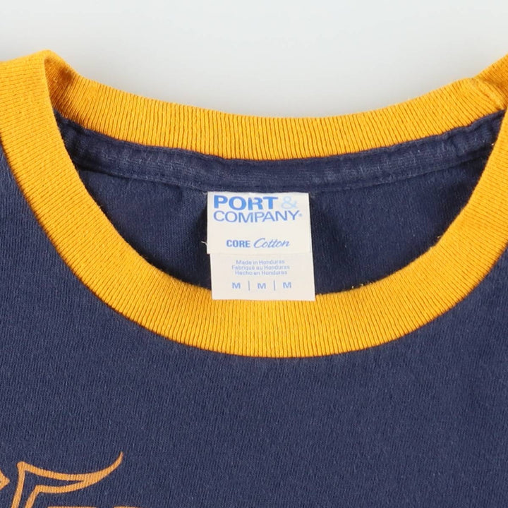 PORT and COMPANY WILLI CARLISLE Band Ringer T-Shirt, Men's Size M (approx.) cotton navy blue type Vintage Second Hand